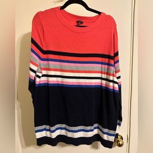 Talbots | Pink Blue Stripe Cashmere Blend Pullover 2X